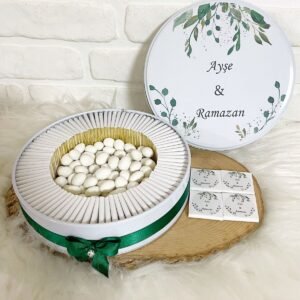 80 Adet+200 Gr Draje Yaprak Temalı İsme Özel Nişan-Nikah-Söz-Düğün Hatırası Hediyelik Çikolata