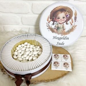 80 Adet+200 Gr Draje Kız Çocuğu Temalı İsme Özel Hoşgeldin Kız Bebek Hediyelik Çikolata