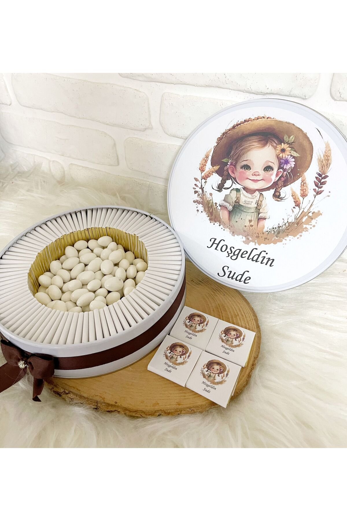 80 Adet+200 Gr Draje Kız Çocuğu Temalı İsme Özel Hoşgeldin Kız Bebek Hediyelik Çikolata - Görsel 2