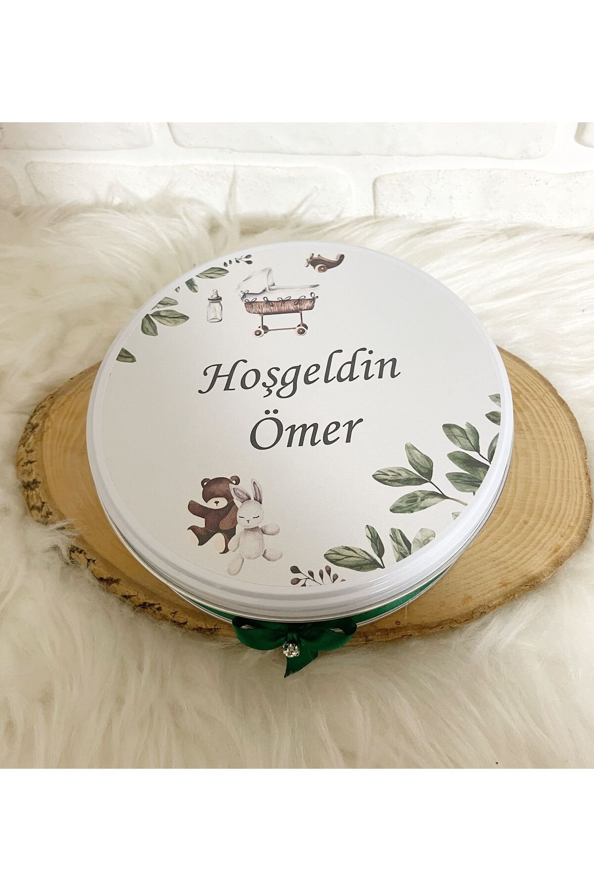 100 Adet+200 Gr Draje Beşikli Tavşan Temalı İsme Özel Hoşgeldin Kız-Erkek Bebek Hediyelik Çikolata - Görsel 6