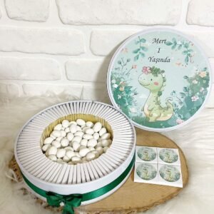 100 Adet+200 Gr Draje Dinazor Temalı İsme Özel Hoşgeldin Erkek Bebek Hediyelik Çikolata