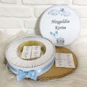 100 Adet Tren Temalı İsme Özel Hoşgeldin Erkek Bebek Hediyelik Çikolata