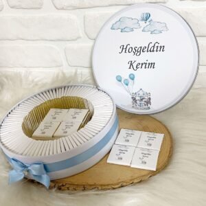 100 Adet Tren Temalı İsme Özel Hoşgeldin Erkek Bebek Hediyelik Çikolata