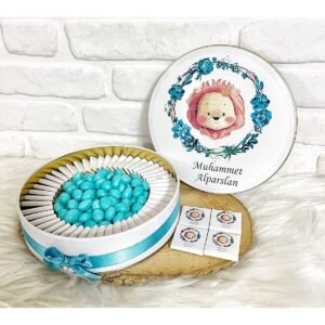 100 Adet+200 Gr Draje Aslancık Temalı İsme Özel Erkek Bebek Hoşgeldin Doğumgünü Hediyelik Çikolata