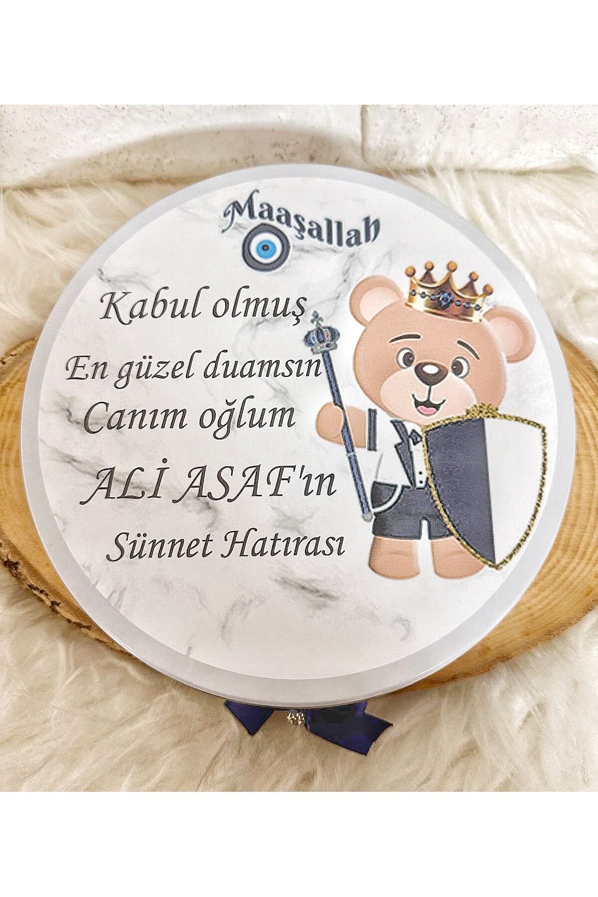 100 Adet+200 Gr Draje Ayıcıklı İsme Özel Erkek Bebek-Çocuk Sünnet Çikolatası - Görsel 4