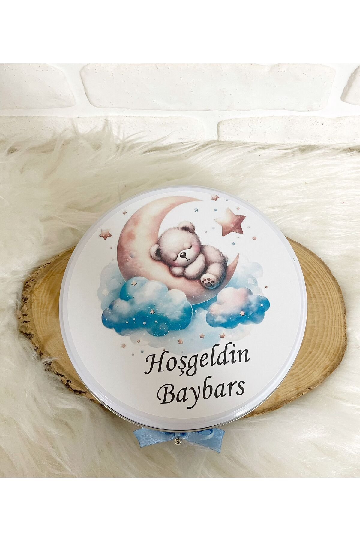 100 Adet Ayda Ayıcık Temalı İsme Özel Hoşgeldin Erkek Bebek Hediyelik Çikolata - Görsel 6