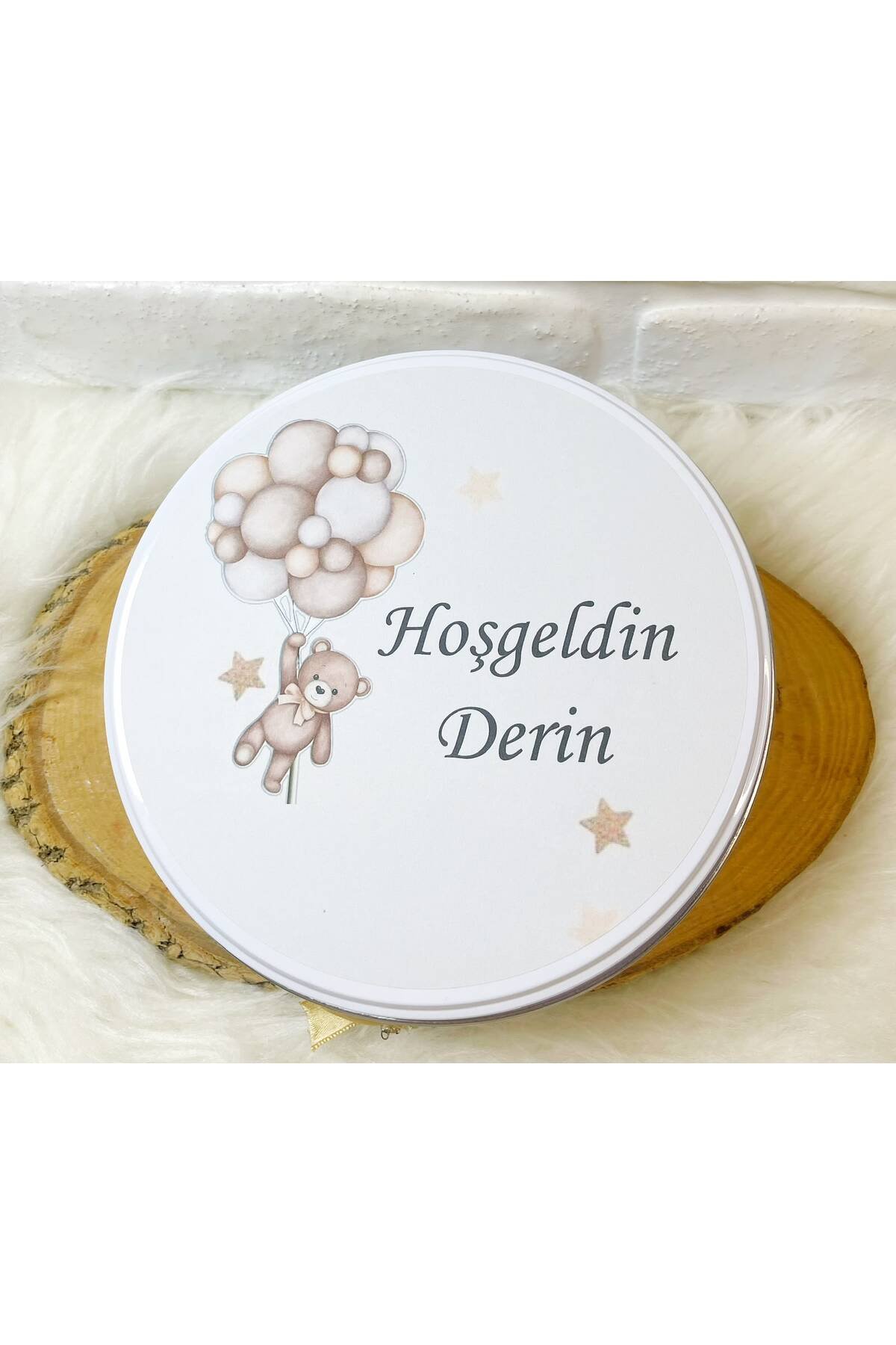 100 Adet+200 Gr Drajeli Balonlu Kahverengi Ayıcık Temalı İsme Özel Hoşgeldin Kız-Erkek Bebek Hediyelik Çikolata - Görsel 5