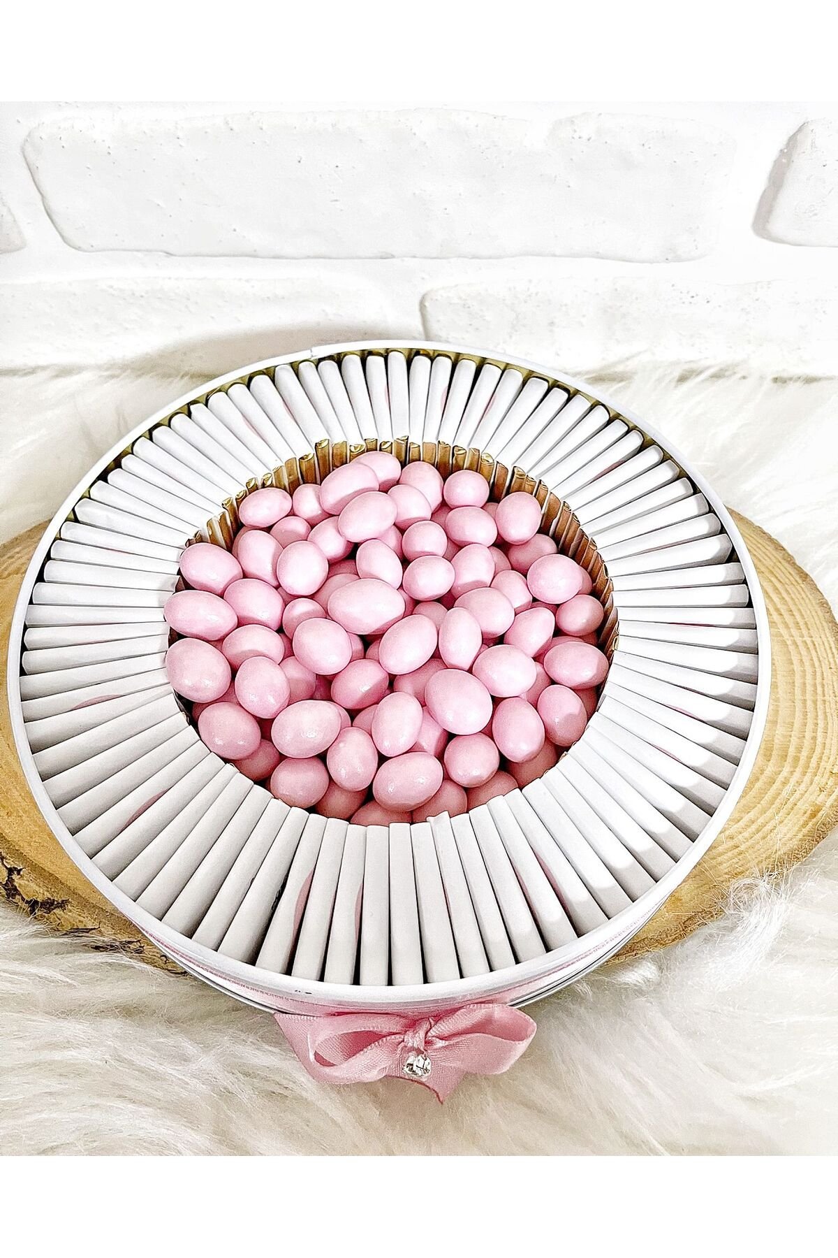 150 Adet+200 Gr Draje Pembe Panda Temalı İsme Özel Hoşgeldin Doğumgünü Kız Bebek Hediyelik Çikolata - Görsel 6