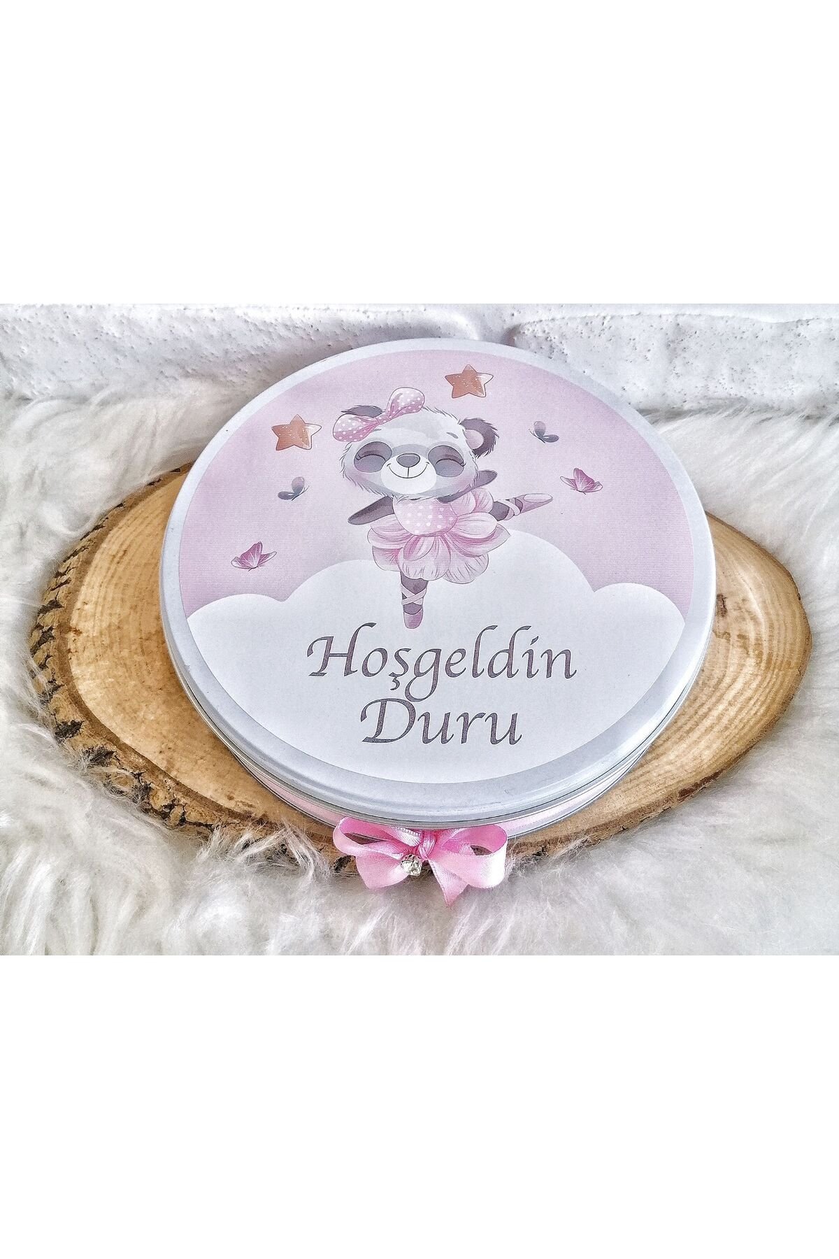 100 Adet Pembe Panda Temalı İsme Özel Hoşgeldin Doğumgünü Kız Bebek Hediyelik Çikolata - Görsel 5