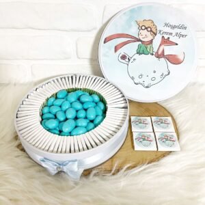 150 Adet+200 Gr Draje Küçük Prens Model 2 İsme Özel Erkek Bebek Doğumgünü Hediyelik Çikolata