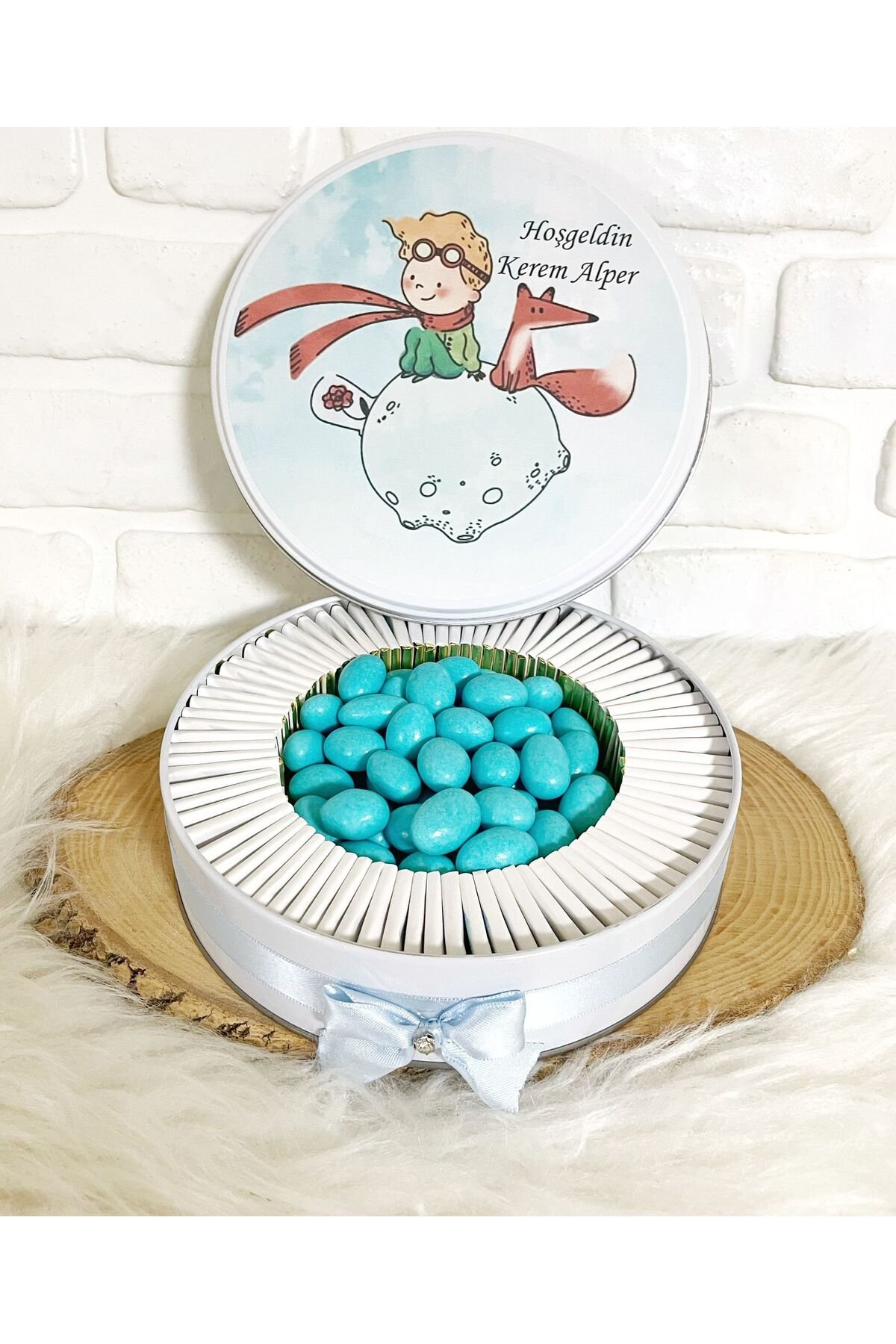 150 Adet+200 Gr Draje Küçük Prens Model 2 İsme Özel Erkek Bebek Doğumgünü Hediyelik Çikolata - Görsel 4