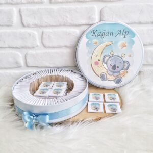 150 Adet Koala Temalı İsme Hoşgeldin Erkek Bebek Hediyelik Çikolata