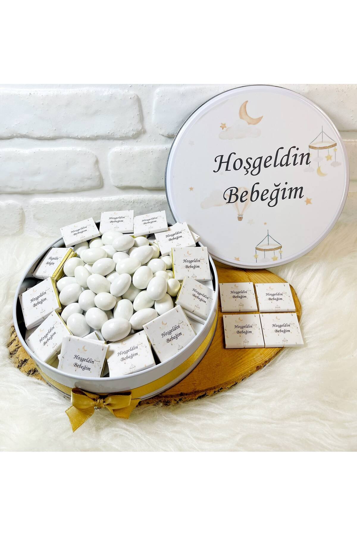 50 Adet+200 Gr Drajeli Bebek Dönence Temalı İsme Özel Hoşgeldin Kız-Erkek Bebek Hediyelik Çikolata - Görsel 2