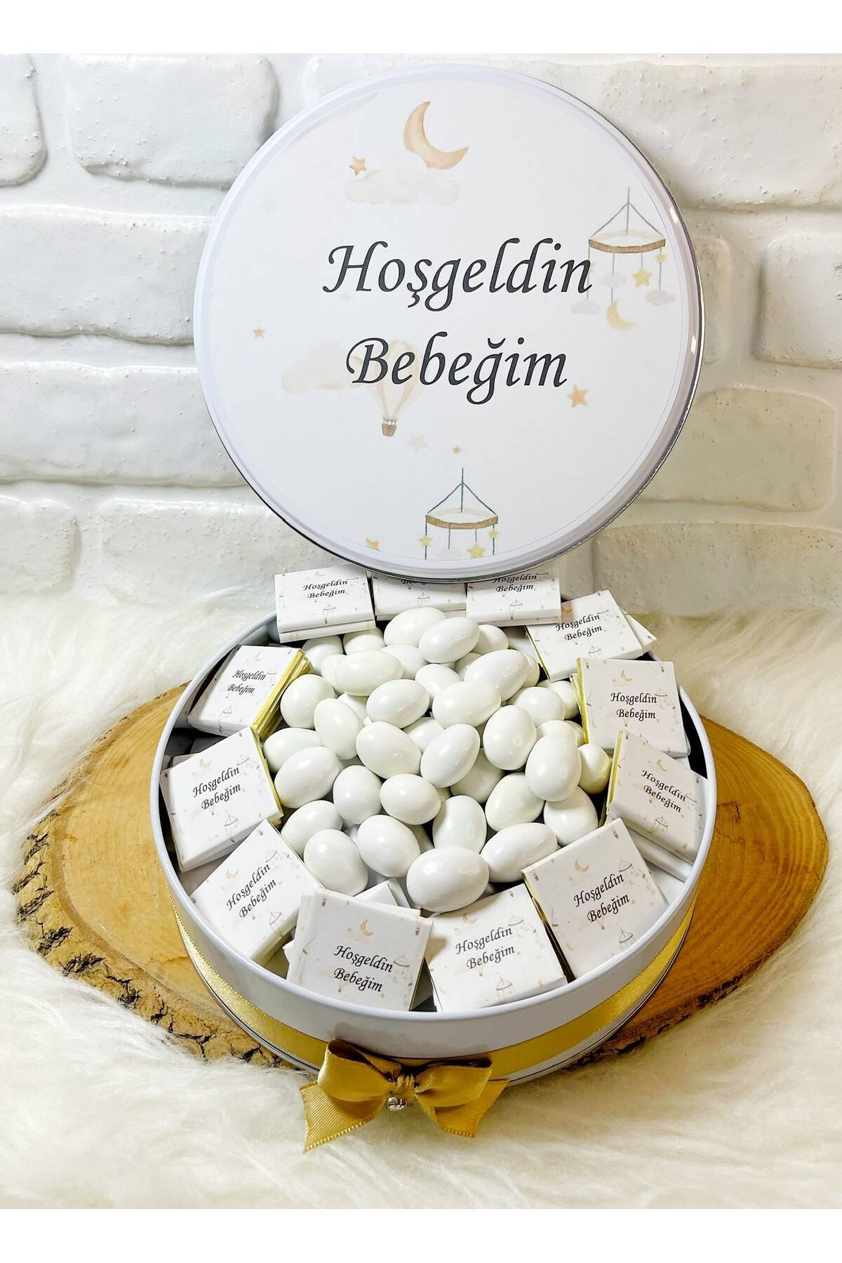 50 Adet+200 Gr Drajeli Bebek Dönence Temalı İsme Özel Hoşgeldin Kız-Erkek Bebek Hediyelik Çikolata - Görsel 4
