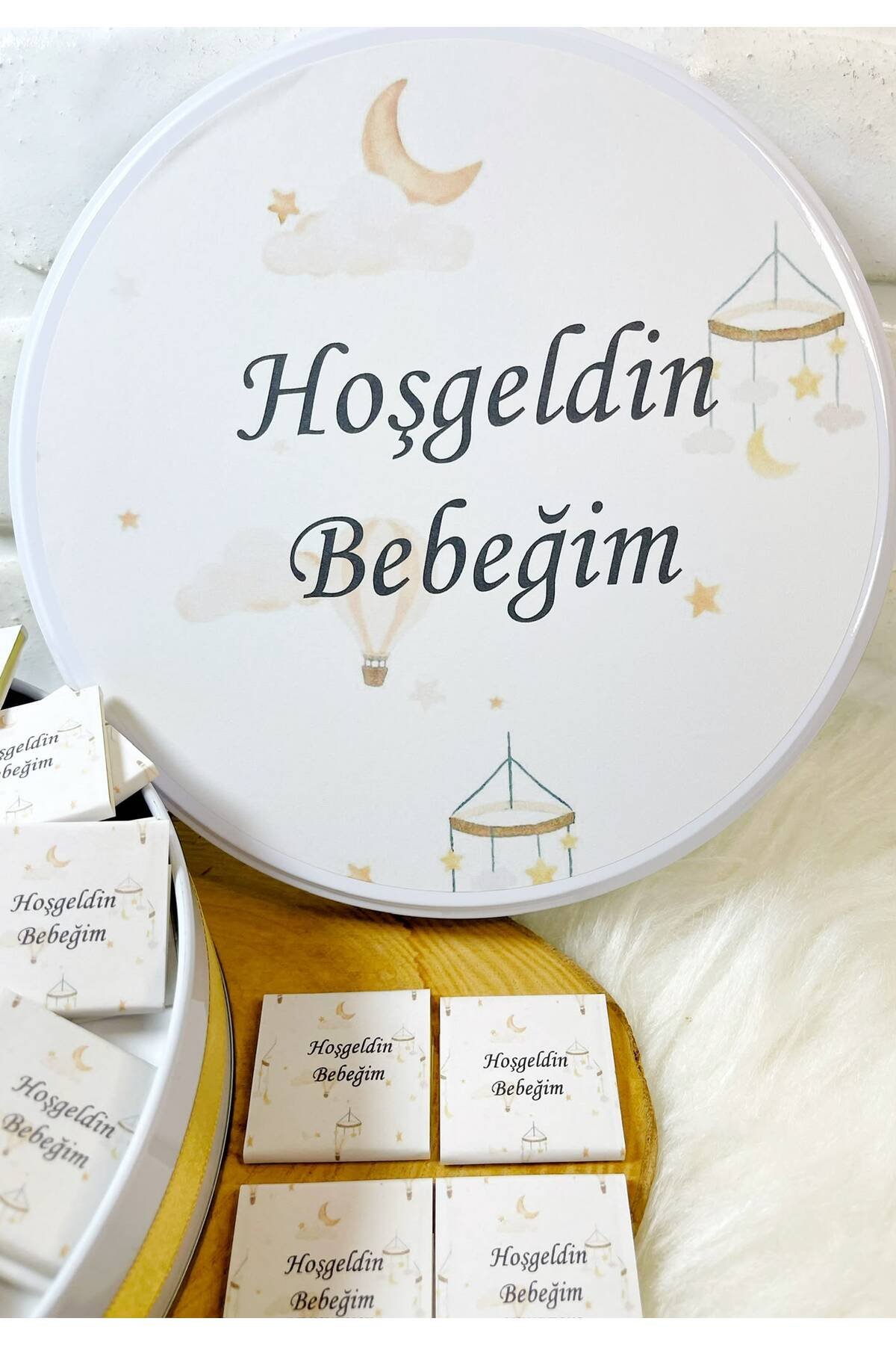 100 Adet+200 Gr Drajeli Bebek Dönence Temalı İsme Özel Hoşgeldin Kız-Erkek Bebek Hediyelik Çikolata - Görsel 3