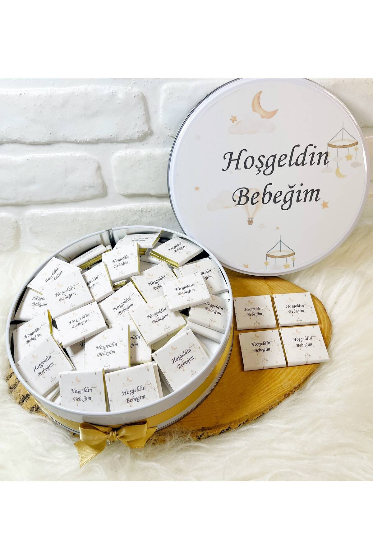 50 Adet Bebek Dönence Temalı İsme Özel Hoşgeldin Kız-Erkek Bebek Hediyelik Çikolata