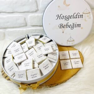 150 Adet Bebek Dönence Temalı İsme Özel Hoşgeldin Kız-Erkek Bebek Hediyelik Çikolata