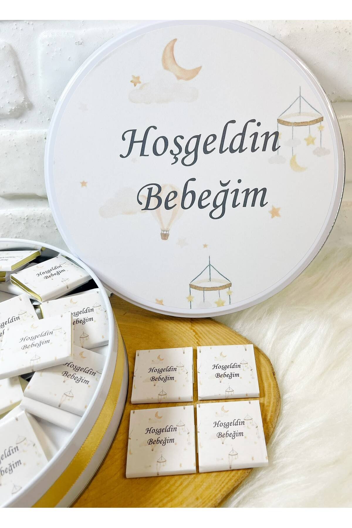 150 Adet Bebek Dönence Temalı İsme Özel Hoşgeldin Kız-Erkek Bebek Hediyelik Çikolata - Görsel 2