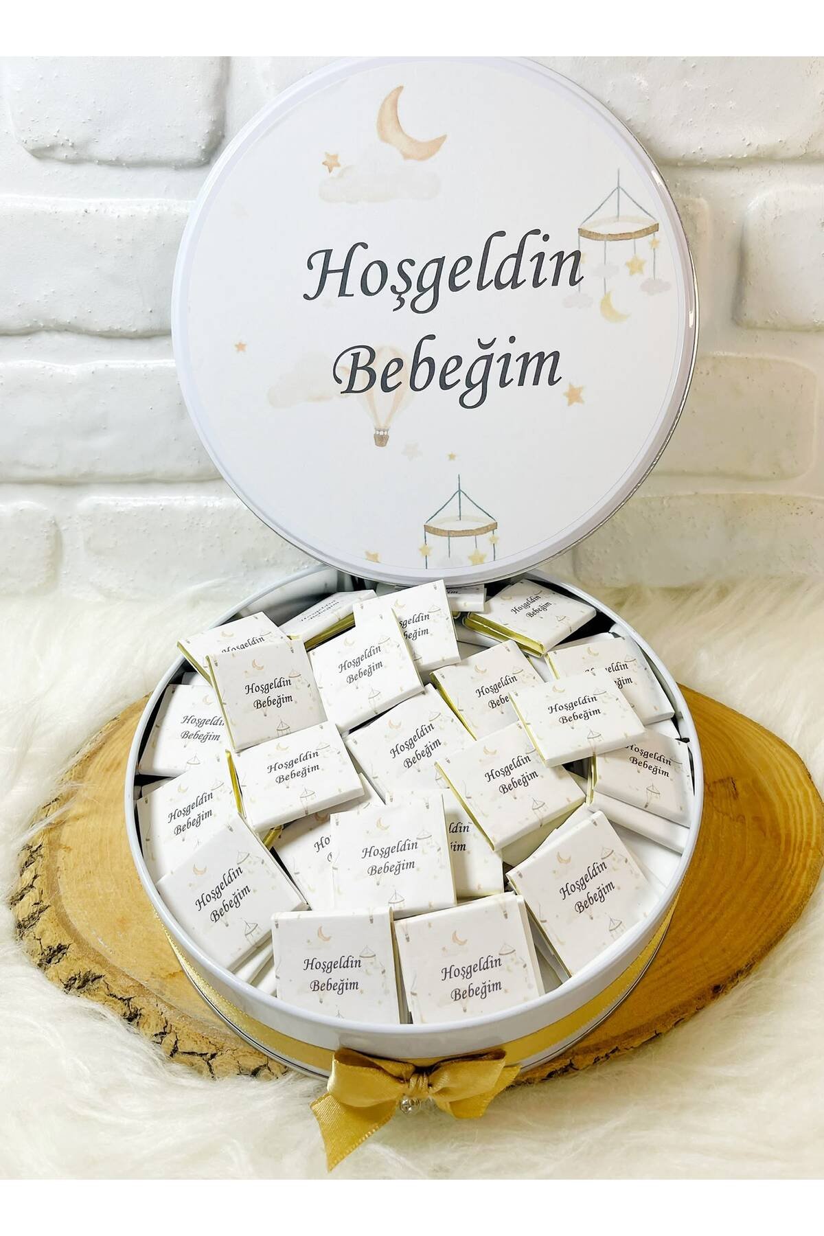 100 Adet Bebek Dönence Temalı İsme Özel Hoşgeldin Kız-Erkek Bebek Hediyelik Çikolata - Görsel 3