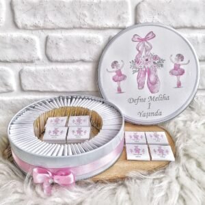 100 Adet Balerin Kız Temalı İsme Hoşgeldin Kız Bebek Hediyelik Çikolata
