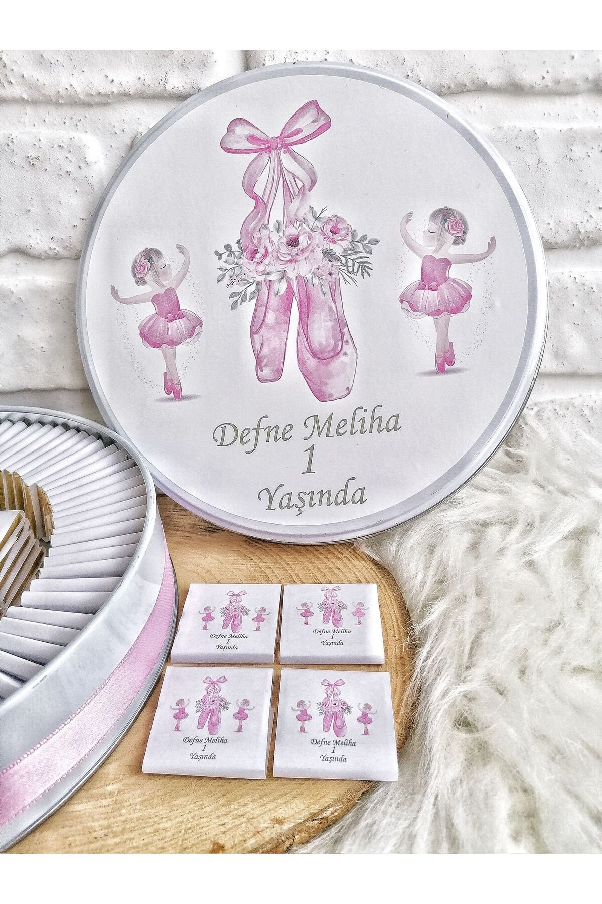 100 Adet Balerin Kız Temalı İsme Hoşgeldin Kız Bebek Hediyelik Çikolata - Görsel 4