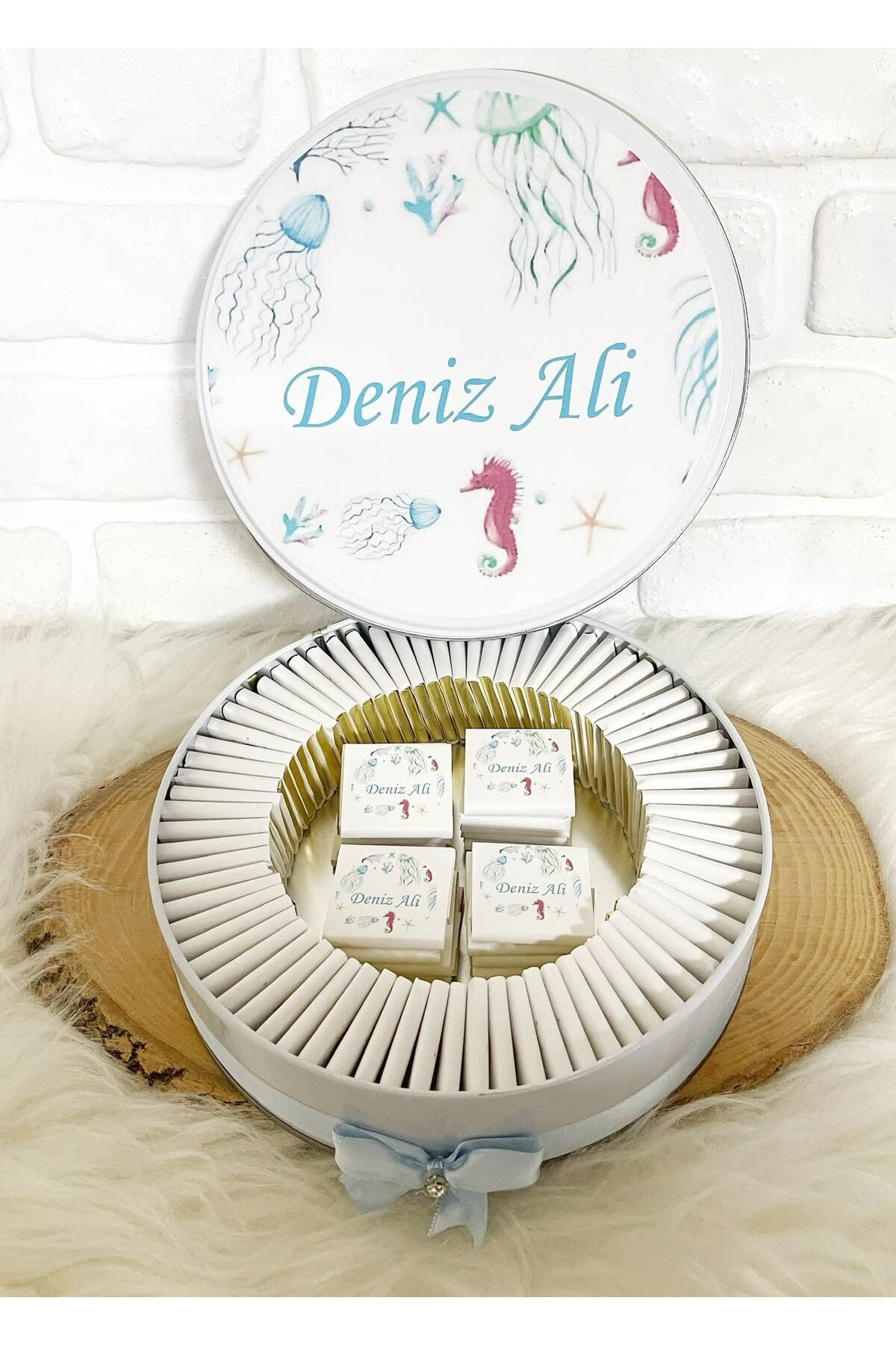 200 Adet Deniz Temalı İsme Özel Hoşgeldin Kız-Erkek Bebek Hediyelik Çikolata - Görsel 4