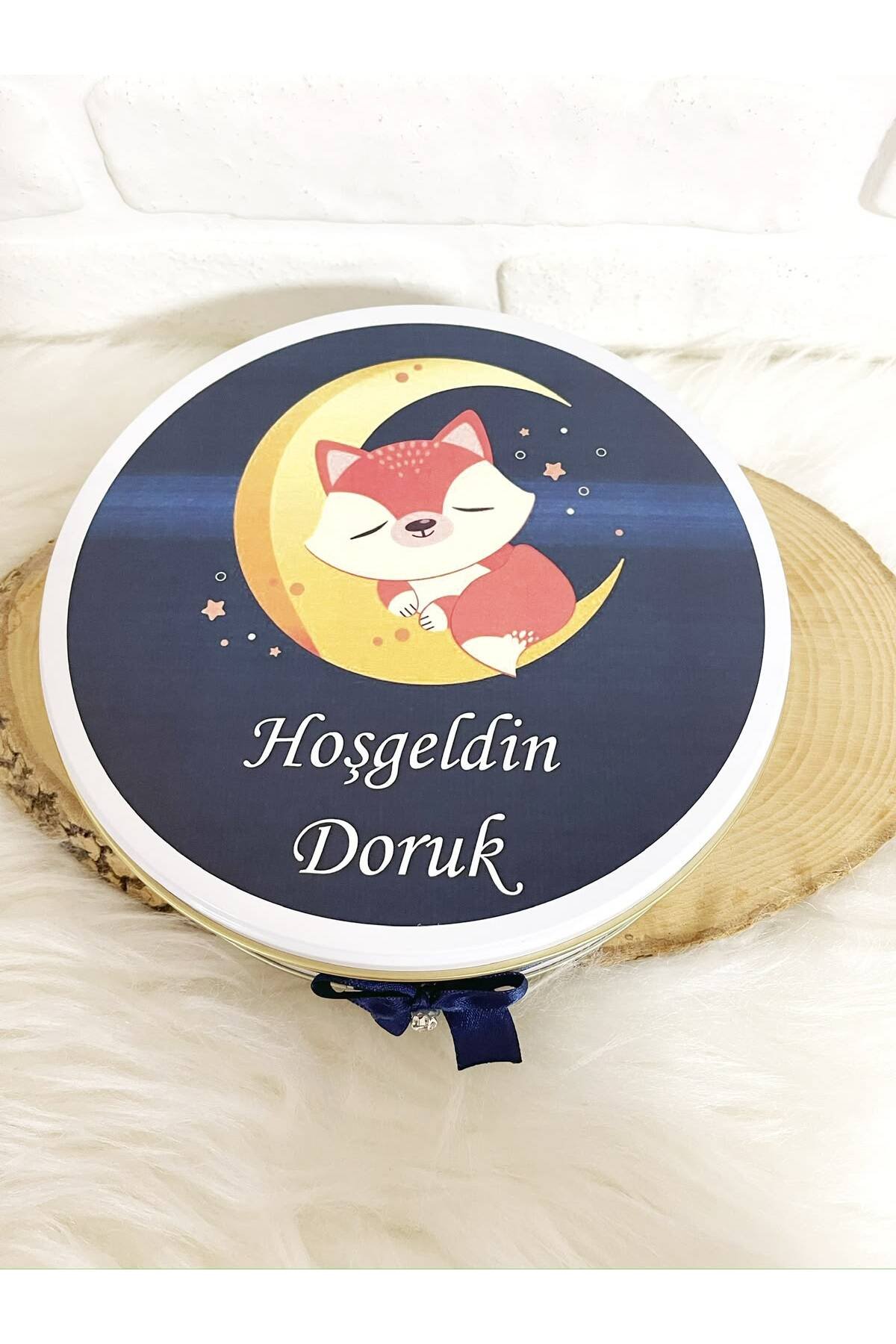 200 Adet+200 Gr Drajeli Ayda Uyuyan Tilki Temalı İsme Özel Hoşgeldin Erkek Bebek Hediyelik Çikolata - Görsel 5