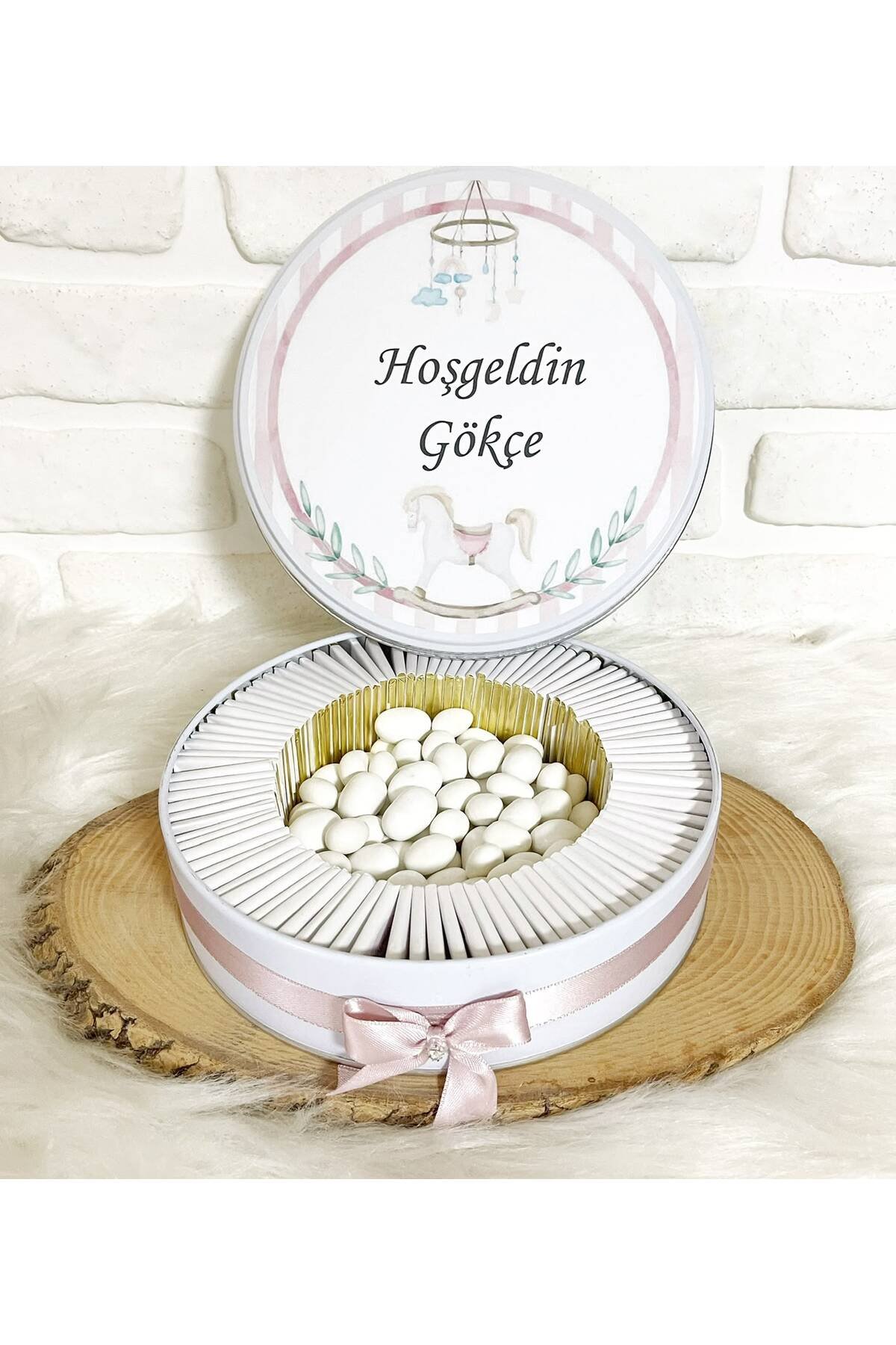 80 Adet+200 Gr Drajeli Dönenceli Pembe Atlı Karınca Temalı İsme Özel Hoşgeldin Kız Bebek Hediyelik Çikolata - Görsel 4