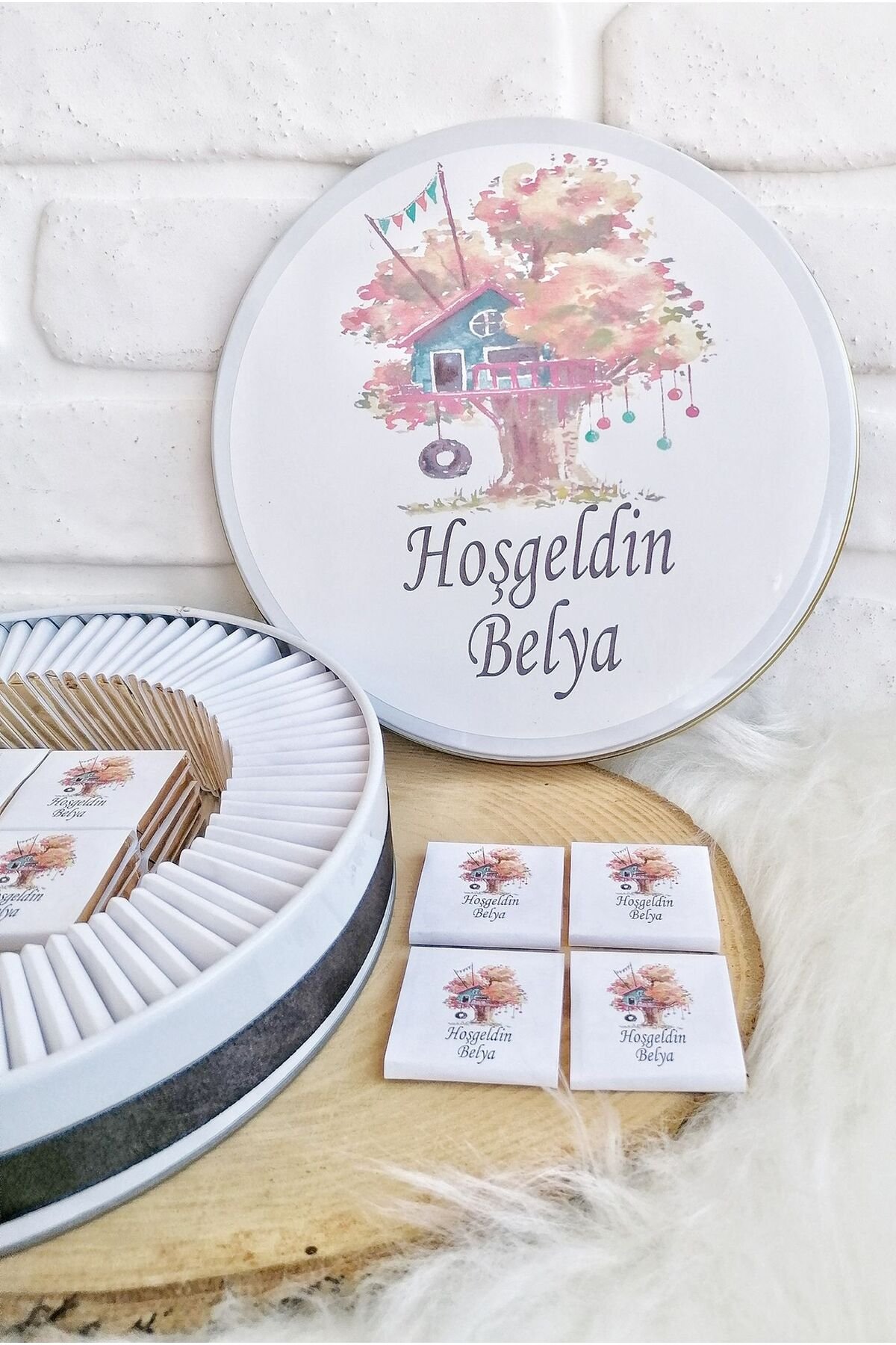80 Adet Doğa Temalı İsme Özel Hoşgeldin-Doğumgünü Bebek Hediyelik Çikolata - Görsel 3
