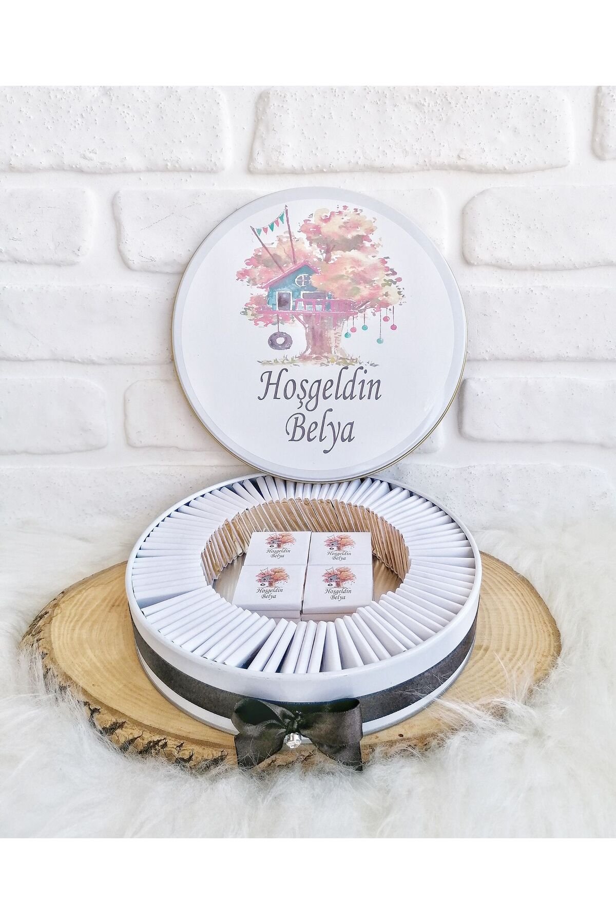 80 Adet Doğa Temalı İsme Özel Hoşgeldin-Doğumgünü Bebek Hediyelik Çikolata - Görsel 4