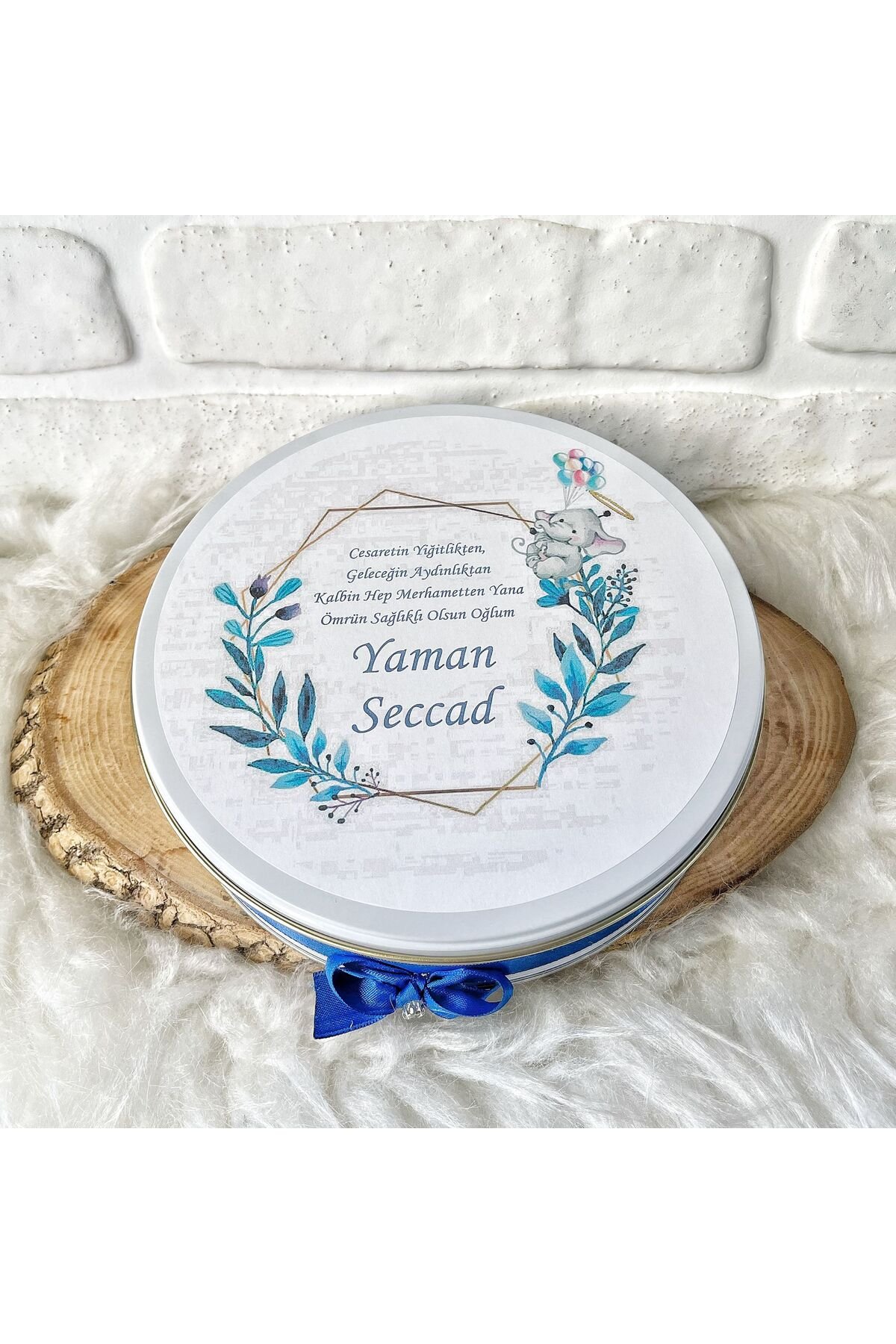 150 Adet+200 Gr Drajeli Çiçekli Fil Temalı İsme Özel Erkek Bebek Hoşgeldin Doğumgünü Çikolata - Görsel 5