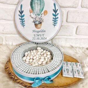 100 Adet+200 Gr Drajeli Uçan Balon Fil Temalı İsme Özel Hoşgeldin Doğumgünü Erkek Bebek Hediyelik Çi
