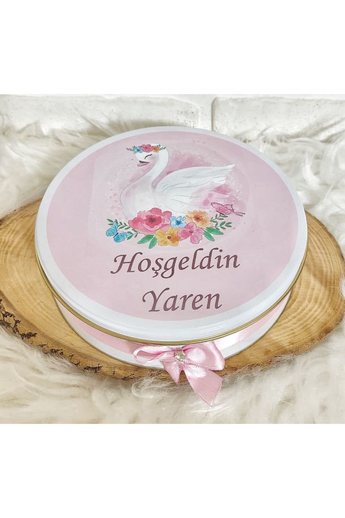 200 Adet+200 Gr Drajeli Kuğu Temalı İsme Özel Kız Bebek Hoşgeldin Doğumgünü Hediyelik Çikolata - Görsel 5