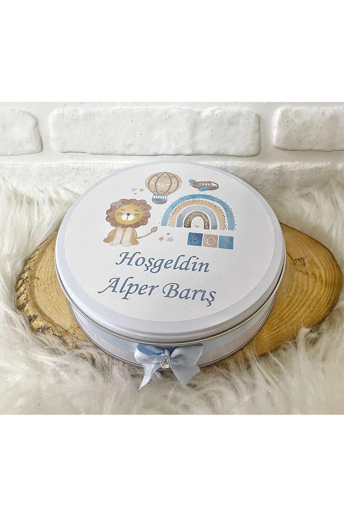 200 Adet+200 Gr Drajeli Mavi Aslan Temalı İsme Özel Hoşgeldin Doğumgünü Hediyelik Erkek Bebek Çikola - Görsel 5
