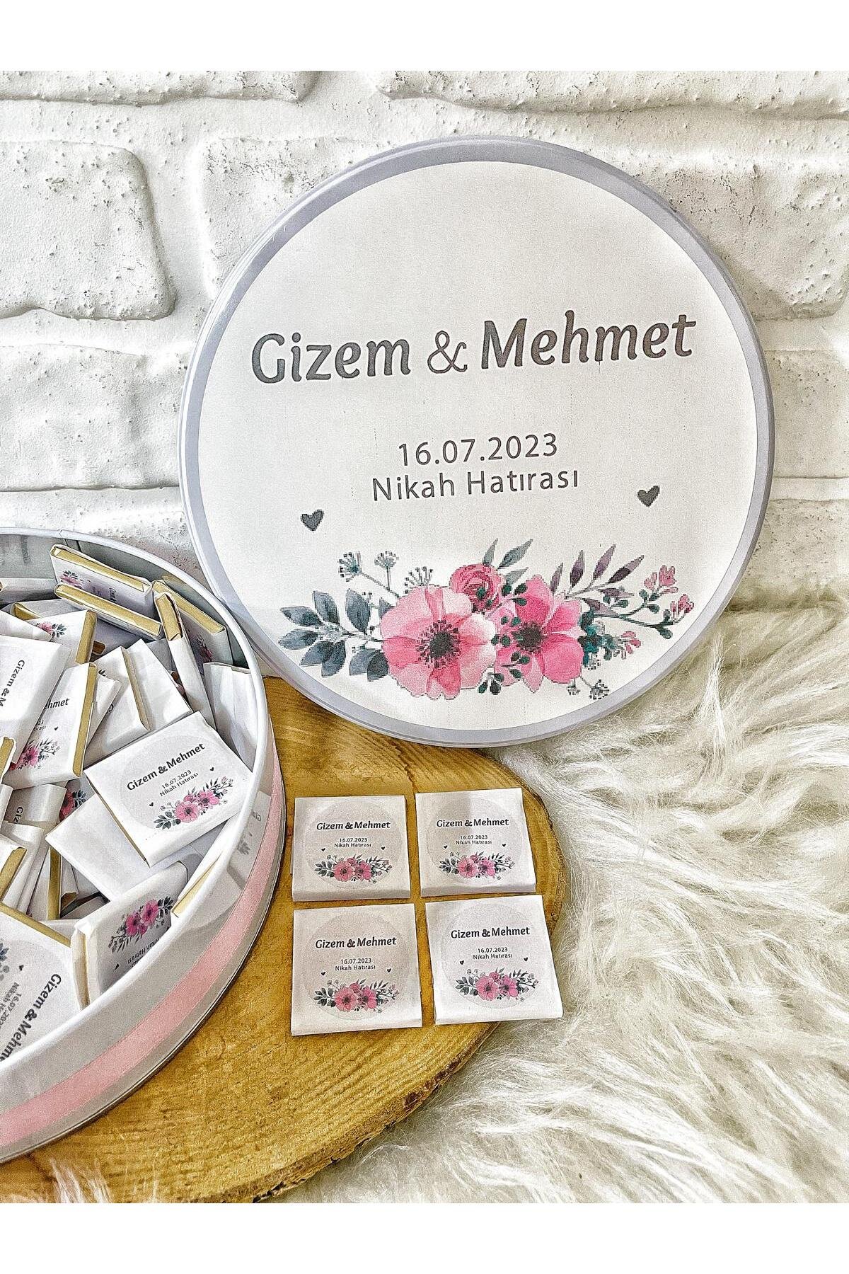 200 Adet Çiçek Temalı İsme Özel Nişan-Nikah-Söz-Düğün Hediyelik Çikolata - Görsel 3