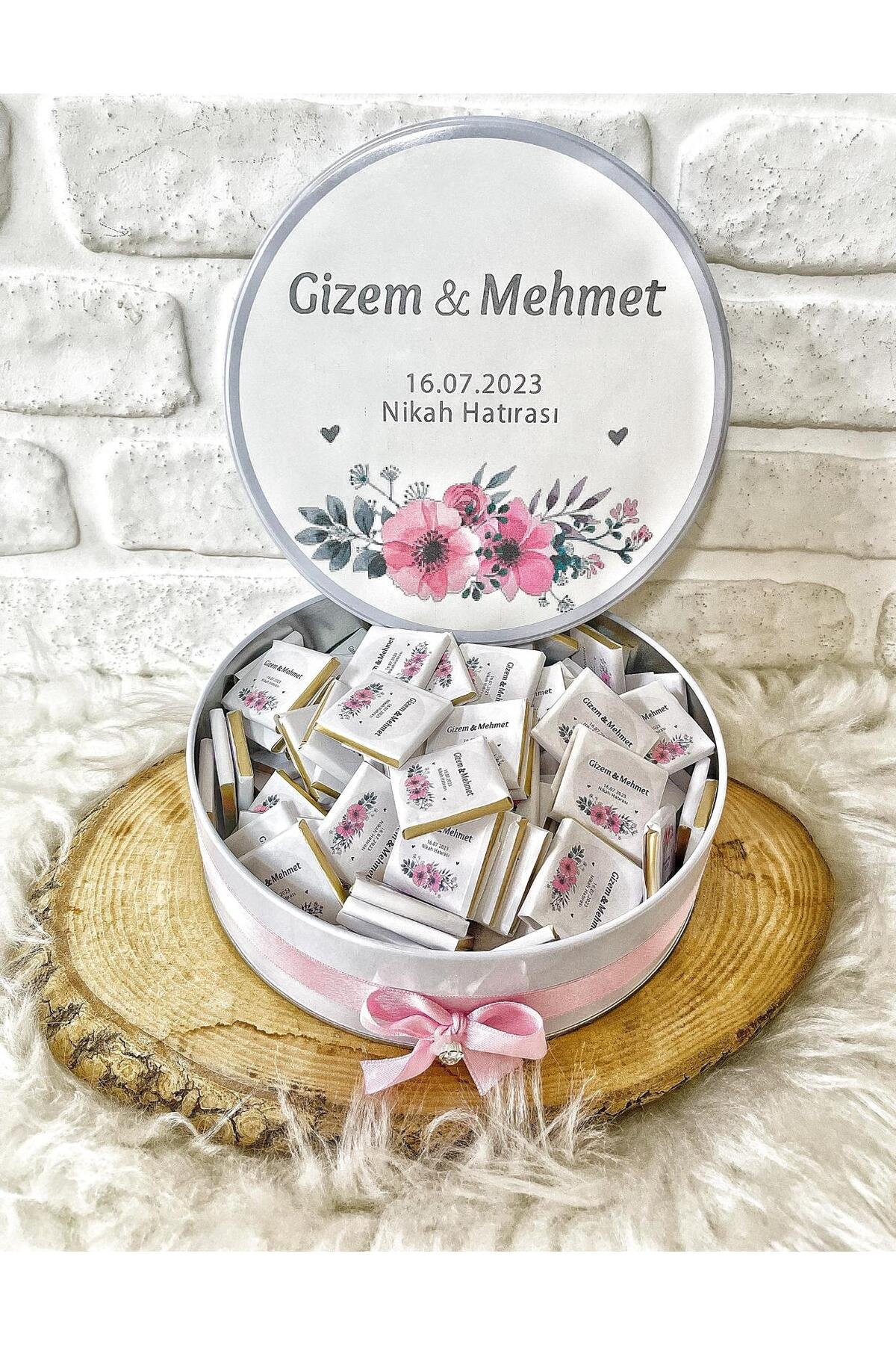 200 Adet Çiçek Temalı İsme Özel Nişan-Nikah-Söz-Düğün Hediyelik Çikolata - Görsel 4