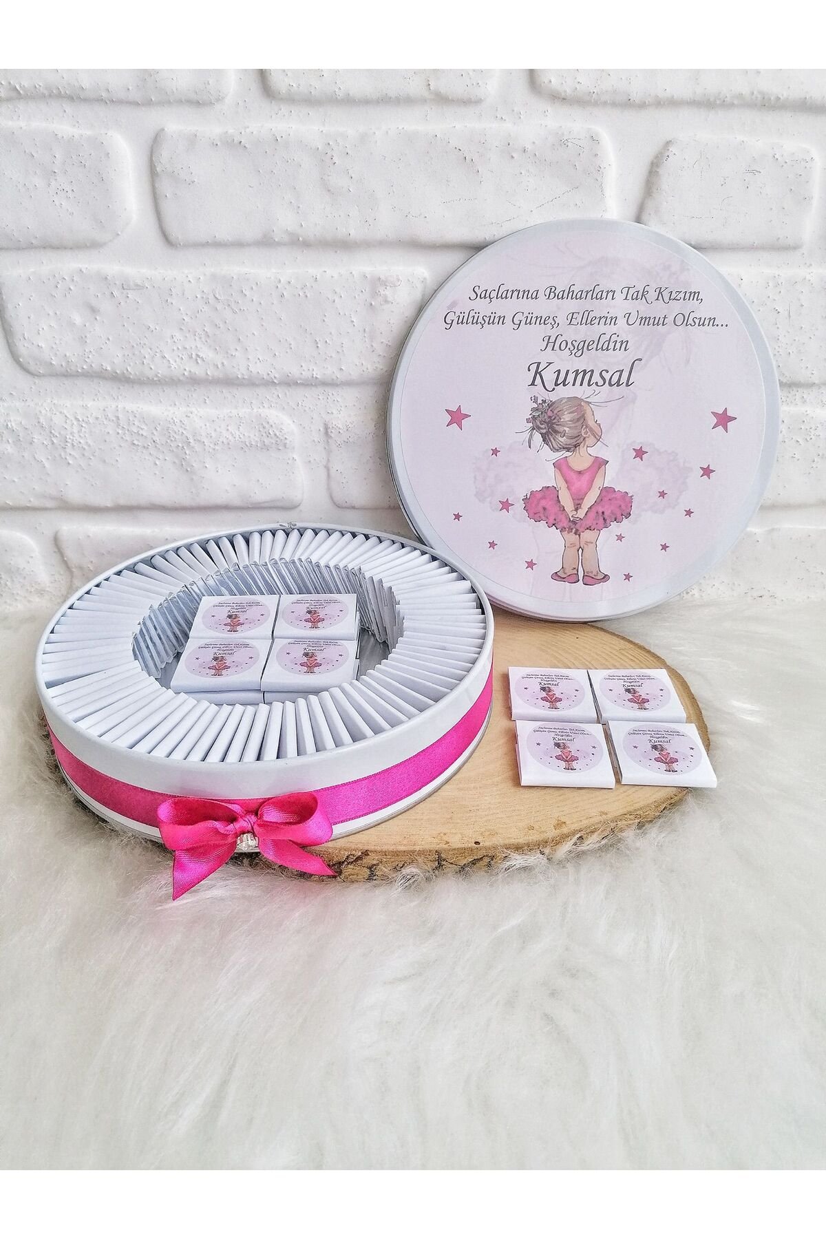 100 Adet Kız Çocuk Temalı İsme Özel Kız Bebek Hoşgeldin Doğumgünü Hediyelik Çikolata - Görsel 2