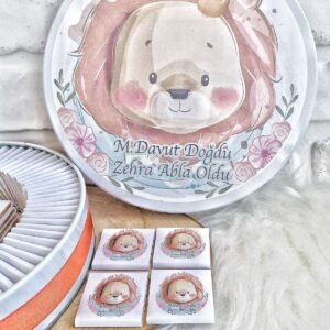 150 Adet Aslan Konsept İsme Özel Hoşgeldin Erkek Bebek Hediyelik Çikolata