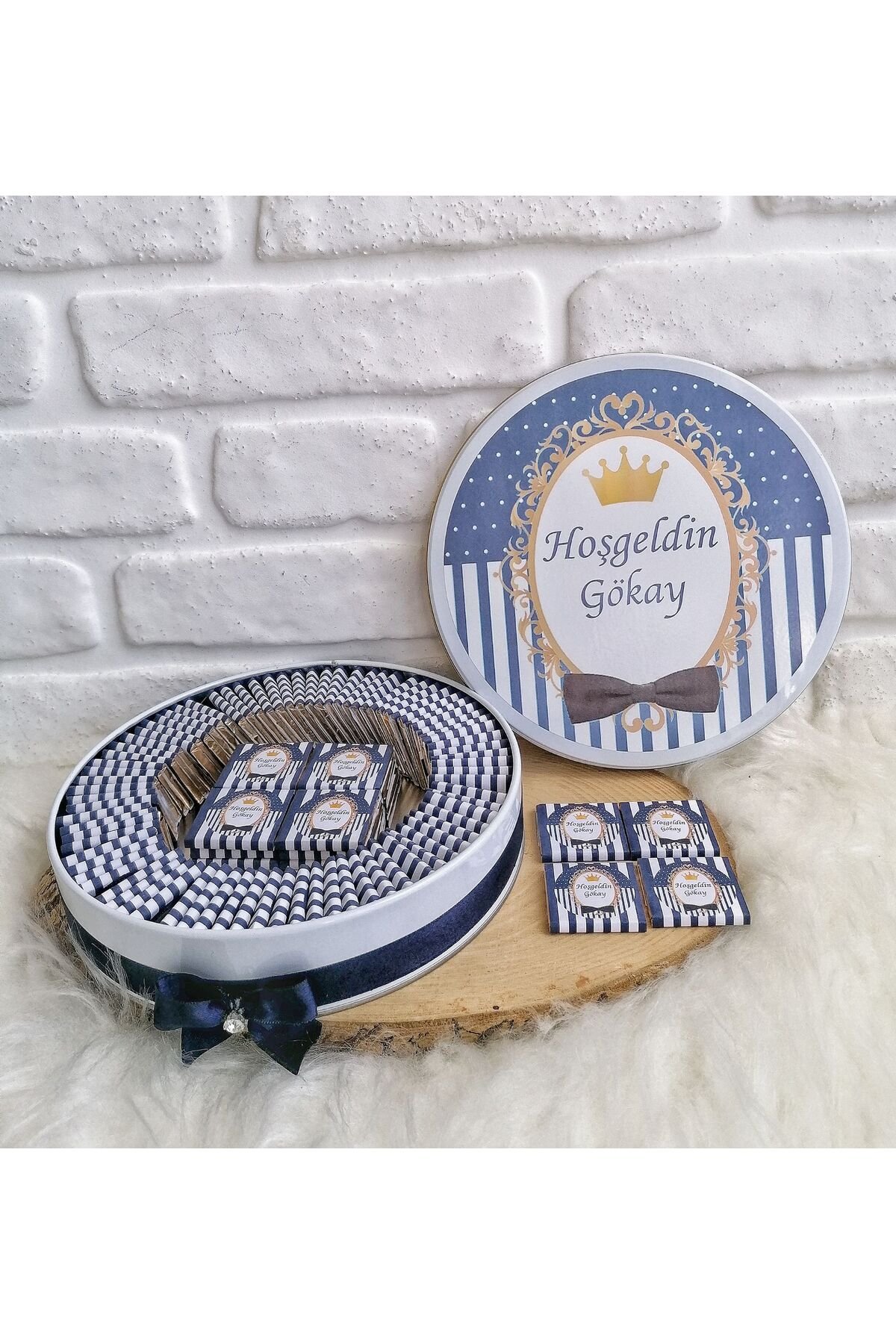 200 Adet Kral Tacı Temalı İsme Özel Hoşgeldin Erkek Bebek Hediyelik Çikolata - Görsel 2