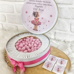 150 Adet+200 Gr Drajeli Kız Çocuk Temalı İsme Özel Kız Bebek Hoşgeldin Doğumgünü Hediyelik Çikolata