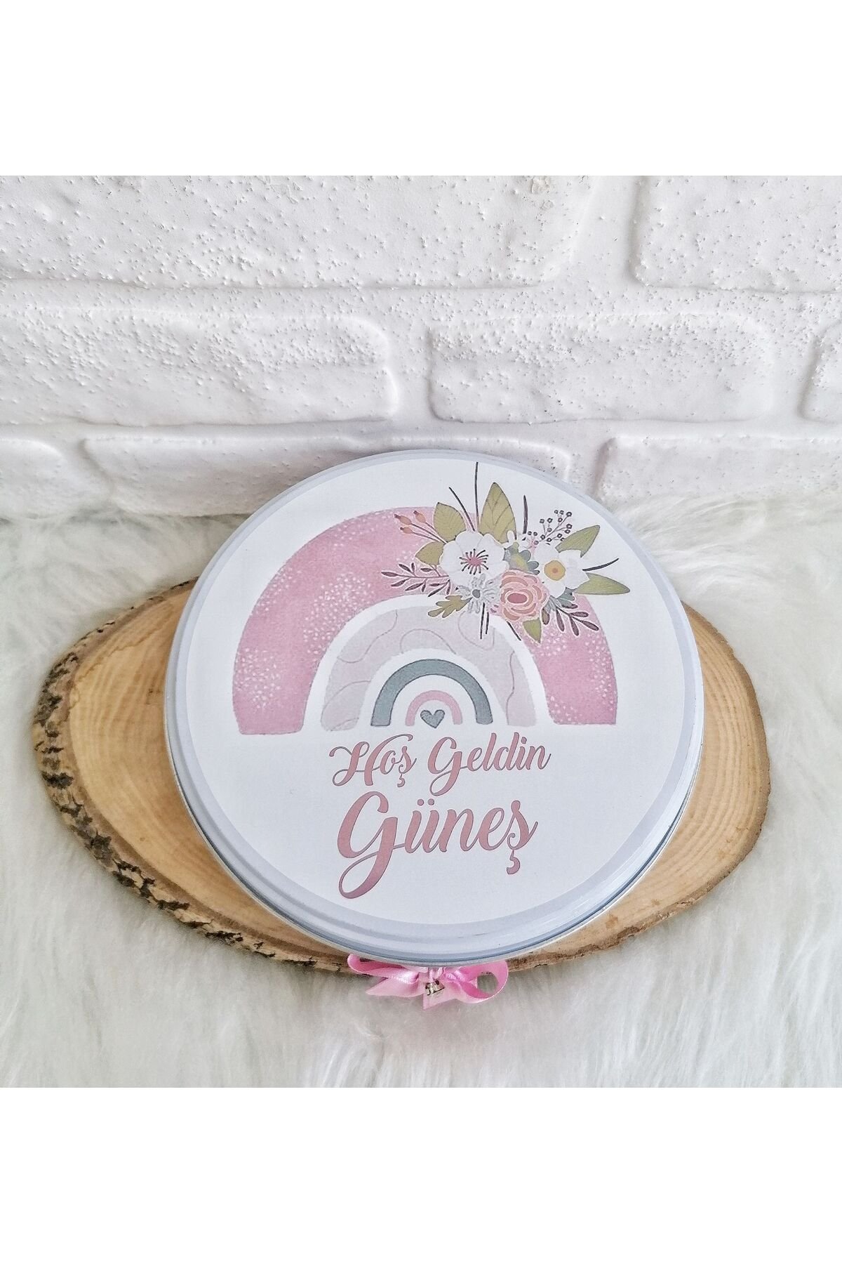 50 Adet Çiçekli Gökkuşağı Temalı İsme Özel Kız Bebek Hoşgeldin Doğumgünü Hediyelik Çikolata - Görsel 5