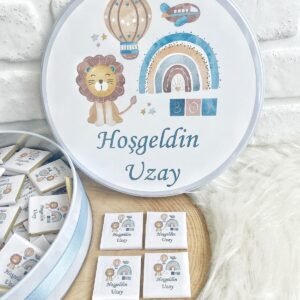 200 Adet Aslan Isme Özel Hoşgeldin-doğumgünü Erkek Bebek Hediyelik Çikolata