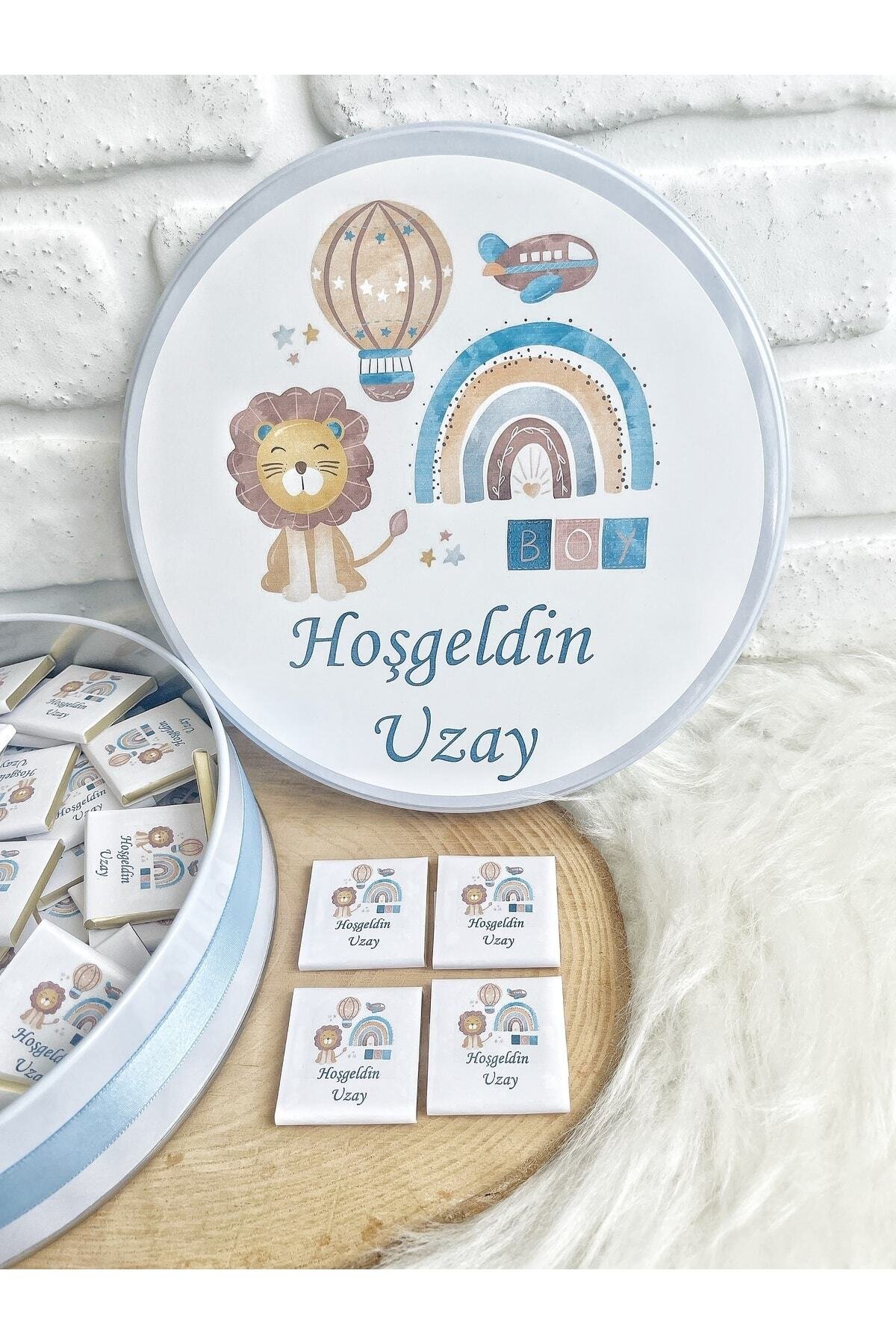 200 Adet Aslan Isme Özel Hoşgeldin-doğumgünü Erkek Bebek Hediyelik Çikolata - Görsel 2
