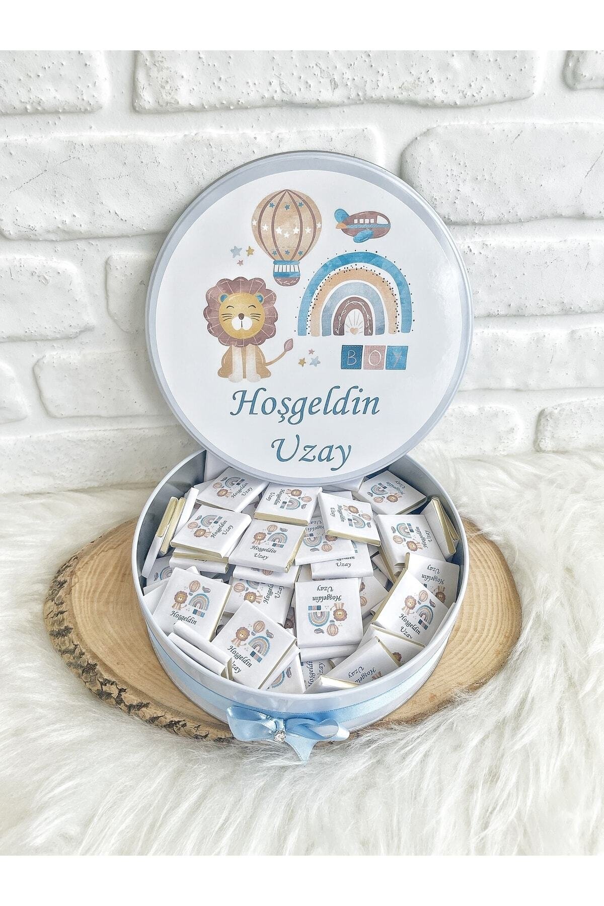 200 Adet Aslan Isme Özel Hoşgeldin-doğumgünü Erkek Bebek Hediyelik Çikolata - Görsel 4