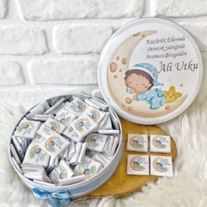 100 Adet Ayda Uyuyan Bebek Isme Özel Hoşgeldin Bebek Hediyelik Çikolata