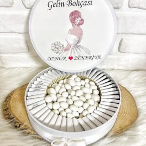 200 Adet+200 Gr Drajeli Gelin Temalı İsme Özel Gelin Bohçası-Söz-Nişan-Nikah Hediyelik Çikolata