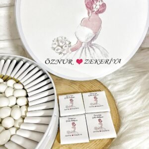 200 Adet+200 Gr Drajeli Gelin Temalı İsme Özel Gelin Bohçası-Söz-Nişan-Nikah Hediyelik Çikolata