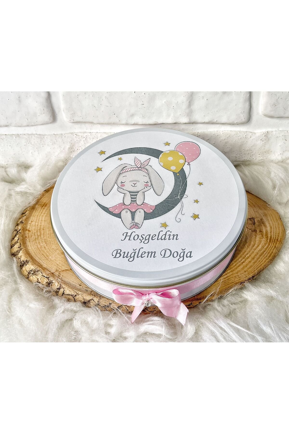 200 Adet+200 Gr Drajeli Ayda Tavşan Temalı İsme Özel Hoşgeldin Doğumgünü Kız Bebek Hediyelik Çikolat - Görsel 5