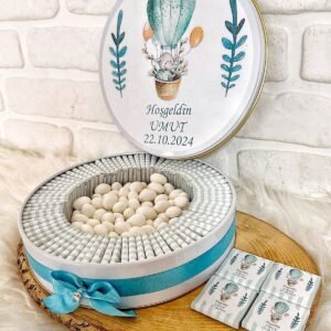 80 Adet+200 Gr Drajeli Uçan Balon Fil Temalı İsme Özel Hoşgeldin Doğumgünü Erkek Bebek Hediyelik Çik