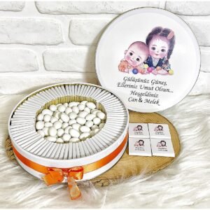 100 Adet+ 200 Gr Drajeli Kardeş Temalı İsme Özel Hoşgeldin Kız-Erkek Bebek Hediyelik Çikolata